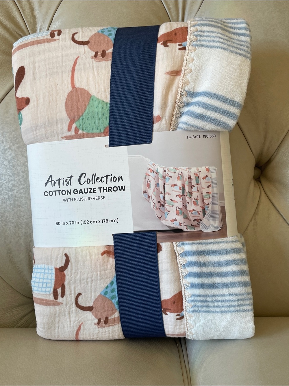 Artist Collection Cotton Gauze Throw - dachshund Print